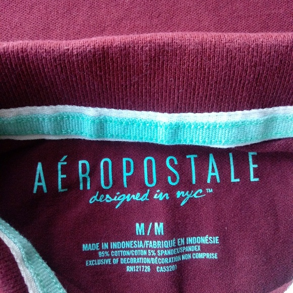 Aeropostale Red Wine T Shirt Polo Size M - Picture 5 of 5